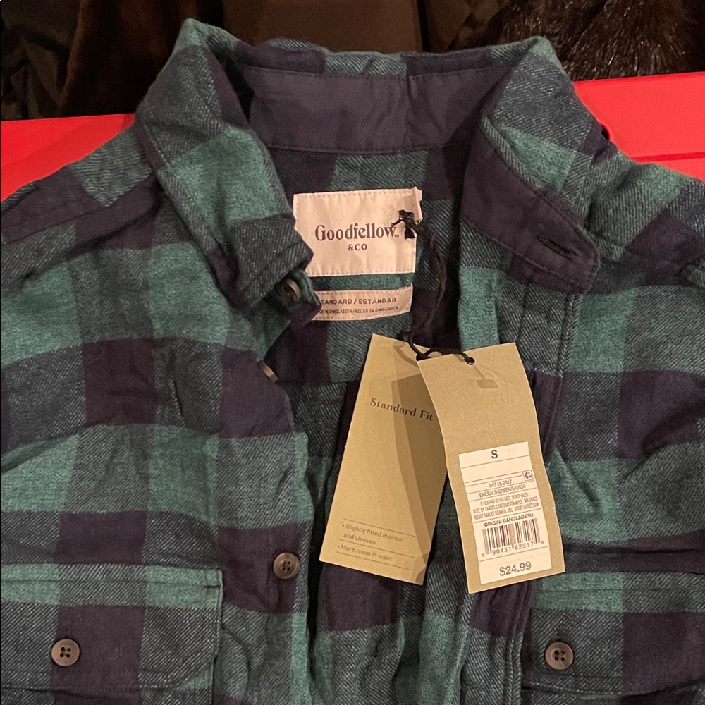 Goodfellow & Co Green and Blue Plaid Shirt